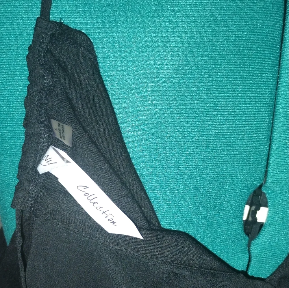 NY Collection Chiffon Cold Shoulder Maxi Dress in Black Sz L NWT - Picture 10 of 14